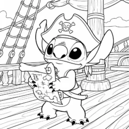 Desenho de Stitch Pirata para Colorir