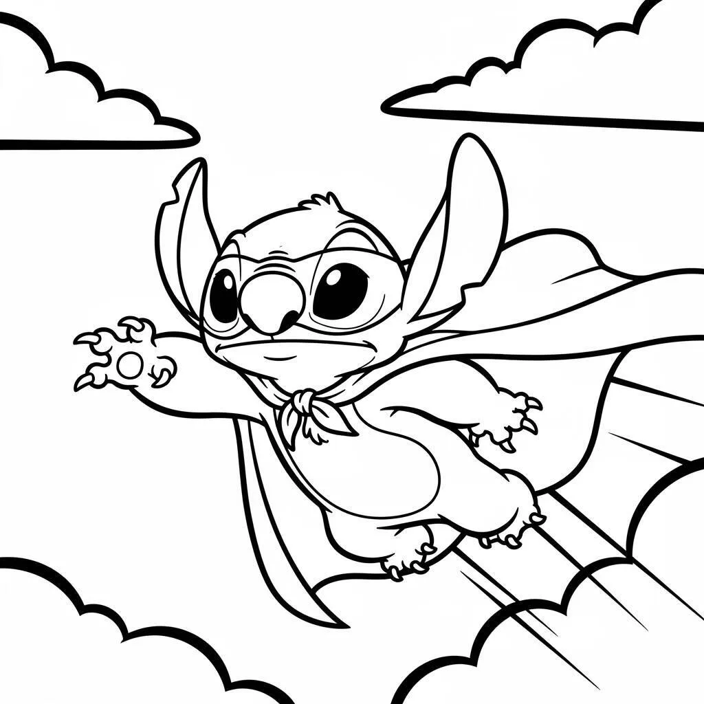 Desenho-de-Stitch-com-Superpoderes-para-Colorir Desenho de Stitch com Superpoderes para Colorir