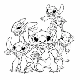 Desenho de Stitch e Amigos para Colorir