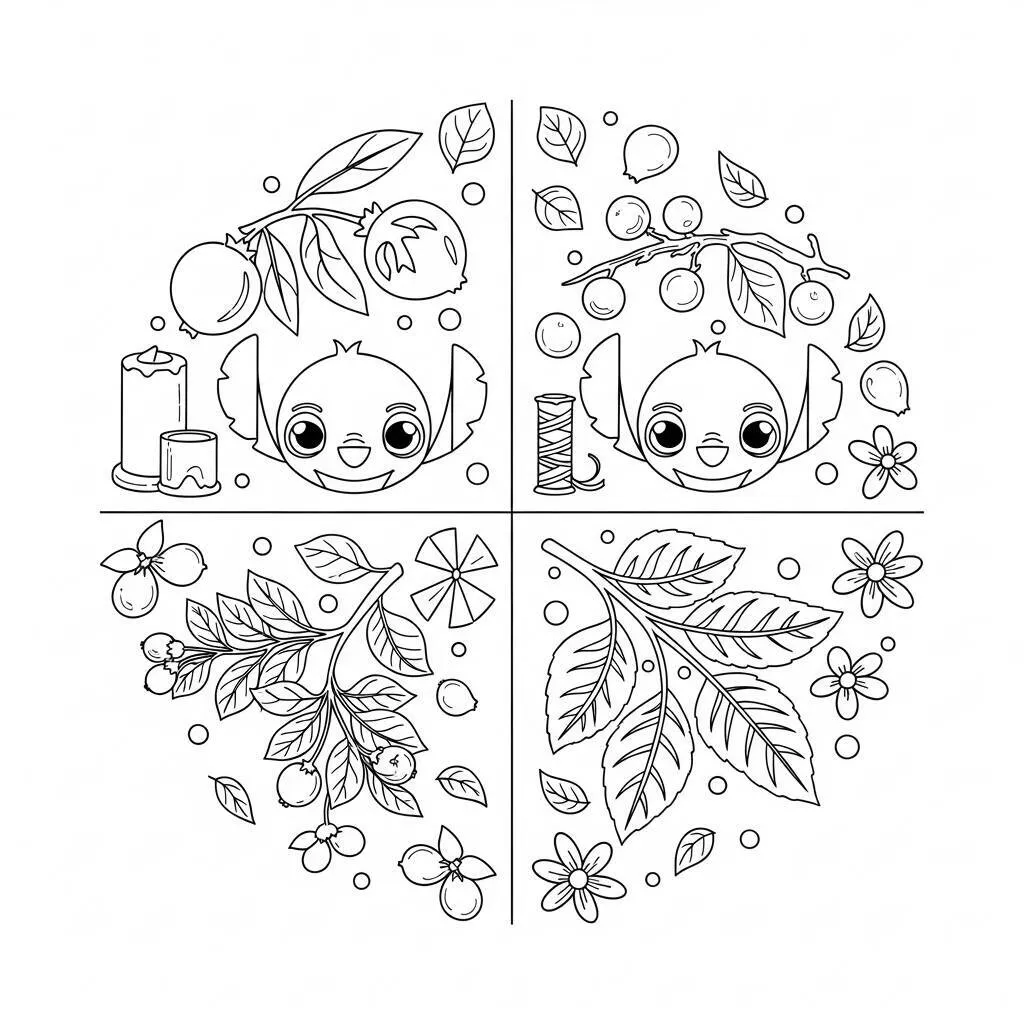 Desenho-de-Stitch-e-as-Quatro-Estacoes-para-Colorir Desenho de Stitch e as Quatro Estações para Colorir