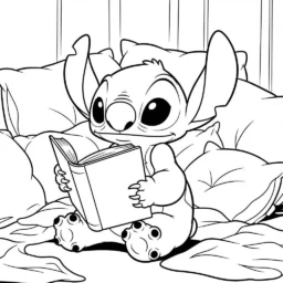 Desenho de Stitch e um Livro para Colorir