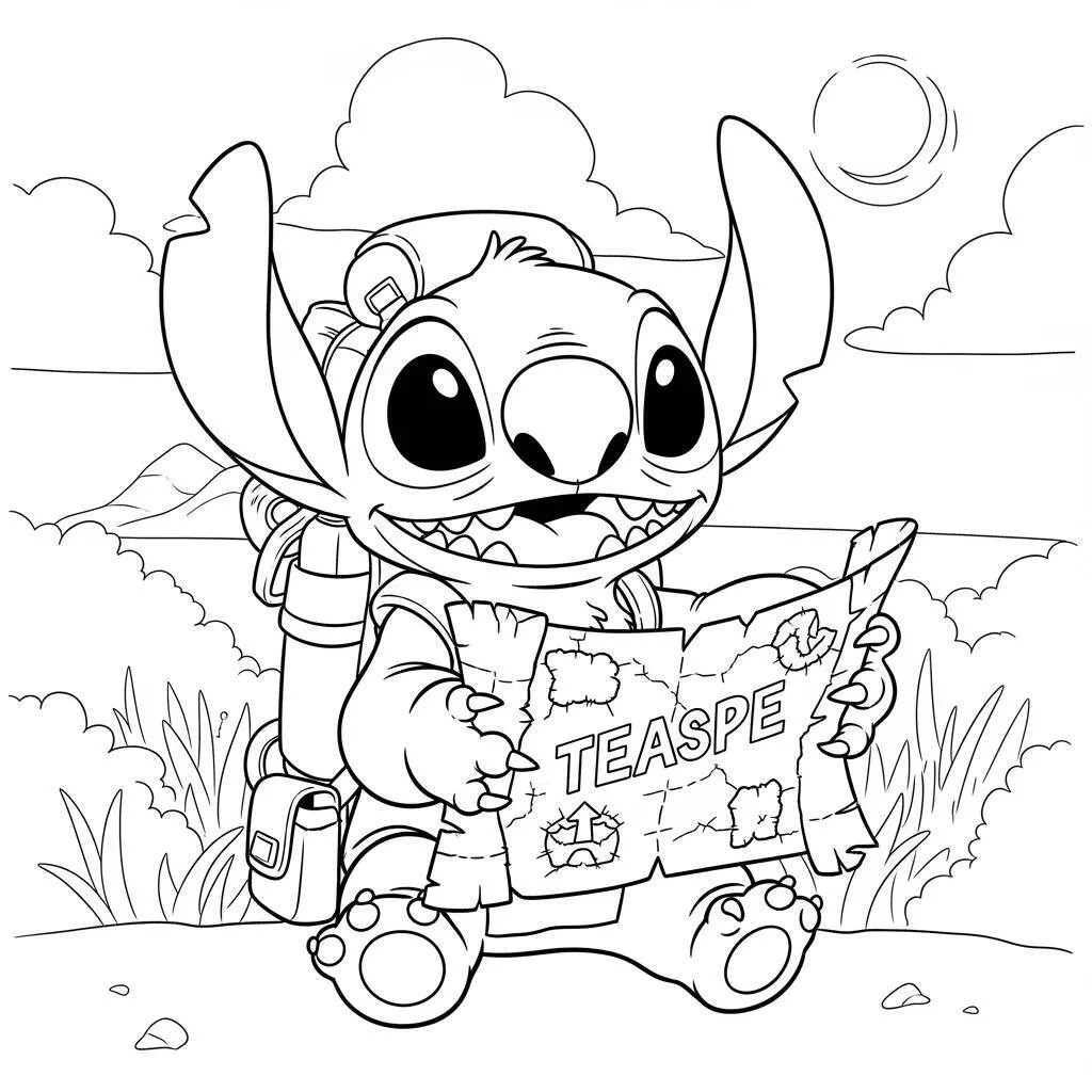 Desenho-de-Stitch-em-Uma-Aventura-para-Colorir Coloriage Stitch dans une aventure