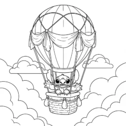 Desenho de Stitch em um Balão para Colorir