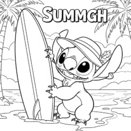 Desenho de Stitch em um Dia de Verão para Colorir