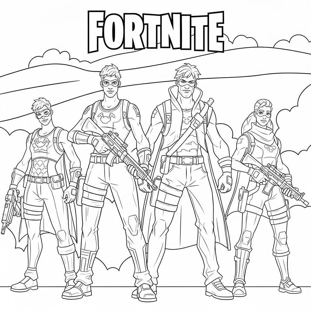 Desenho de Super-Heróis Fortnite para Colorir
