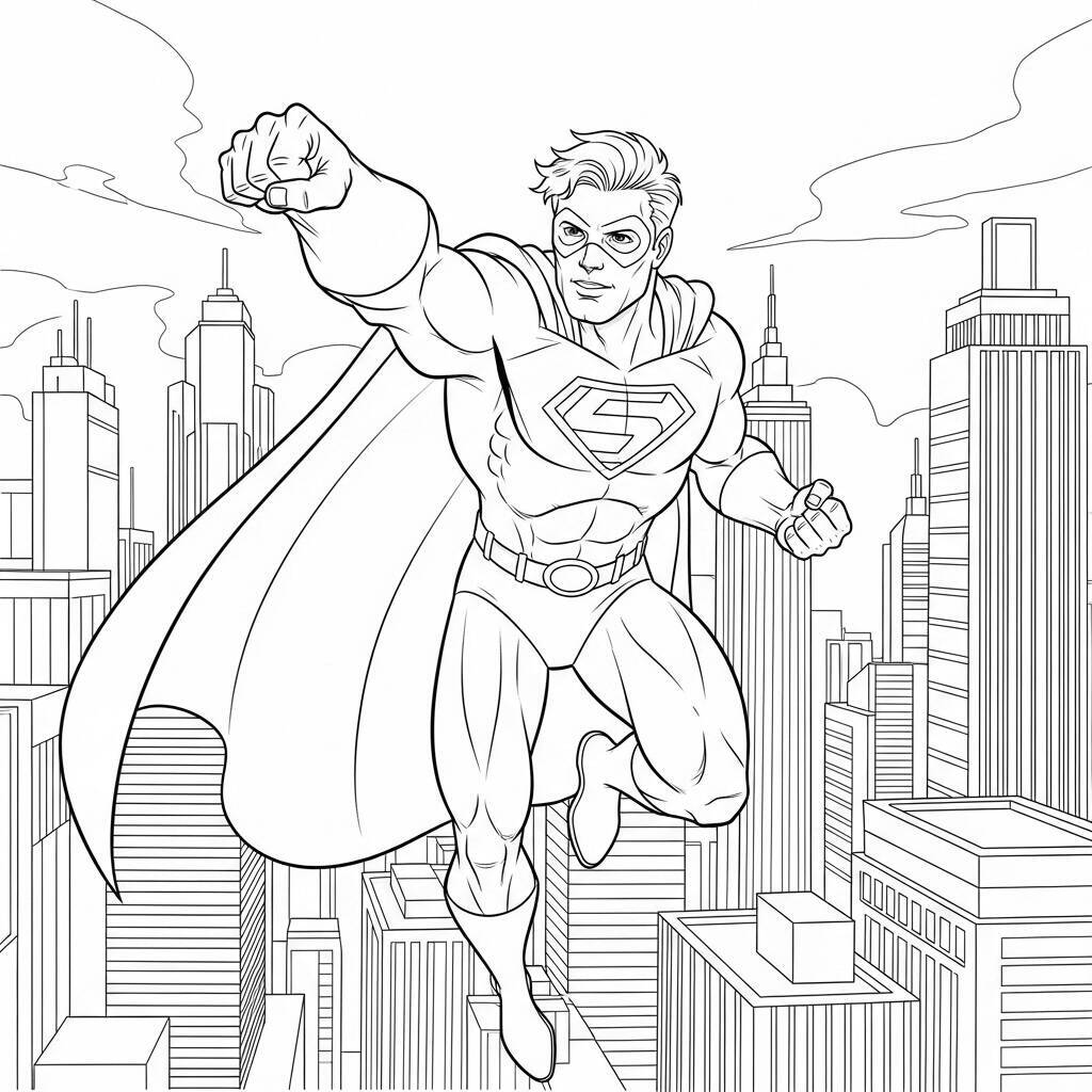 Superheroes Coloring Page