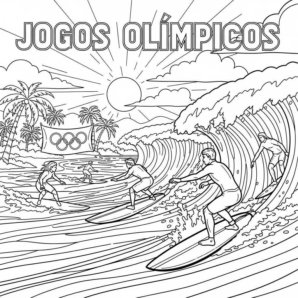 Desenho de Surf para Colorir