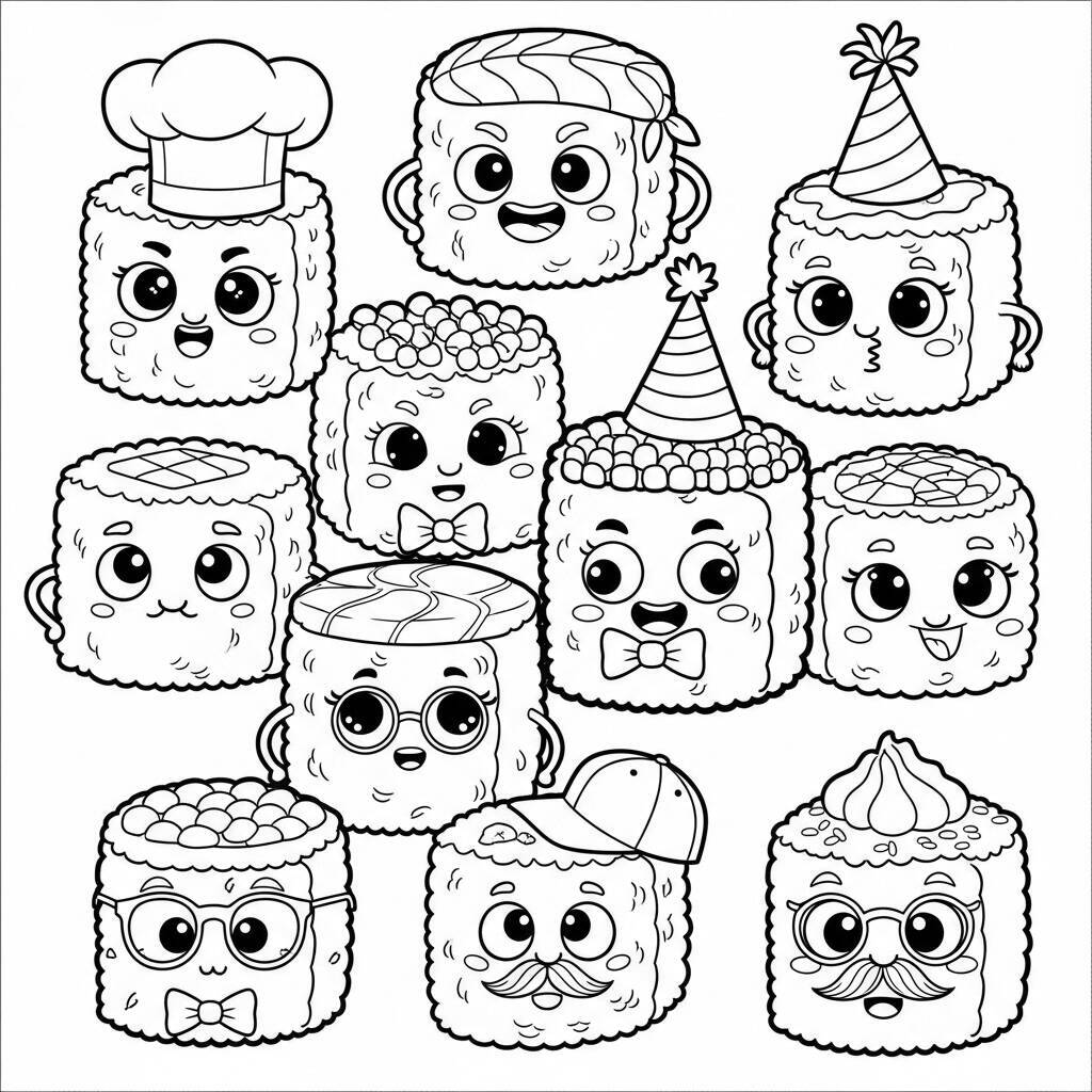 Desenho de Sushi para Crianças para Colorir
