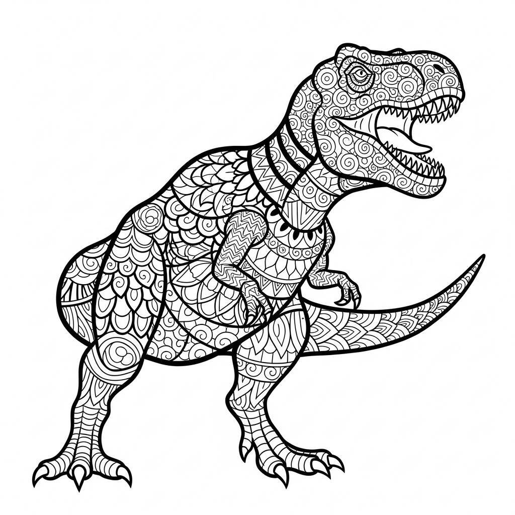 Desenho de T-Rex Estilizado para Colorir