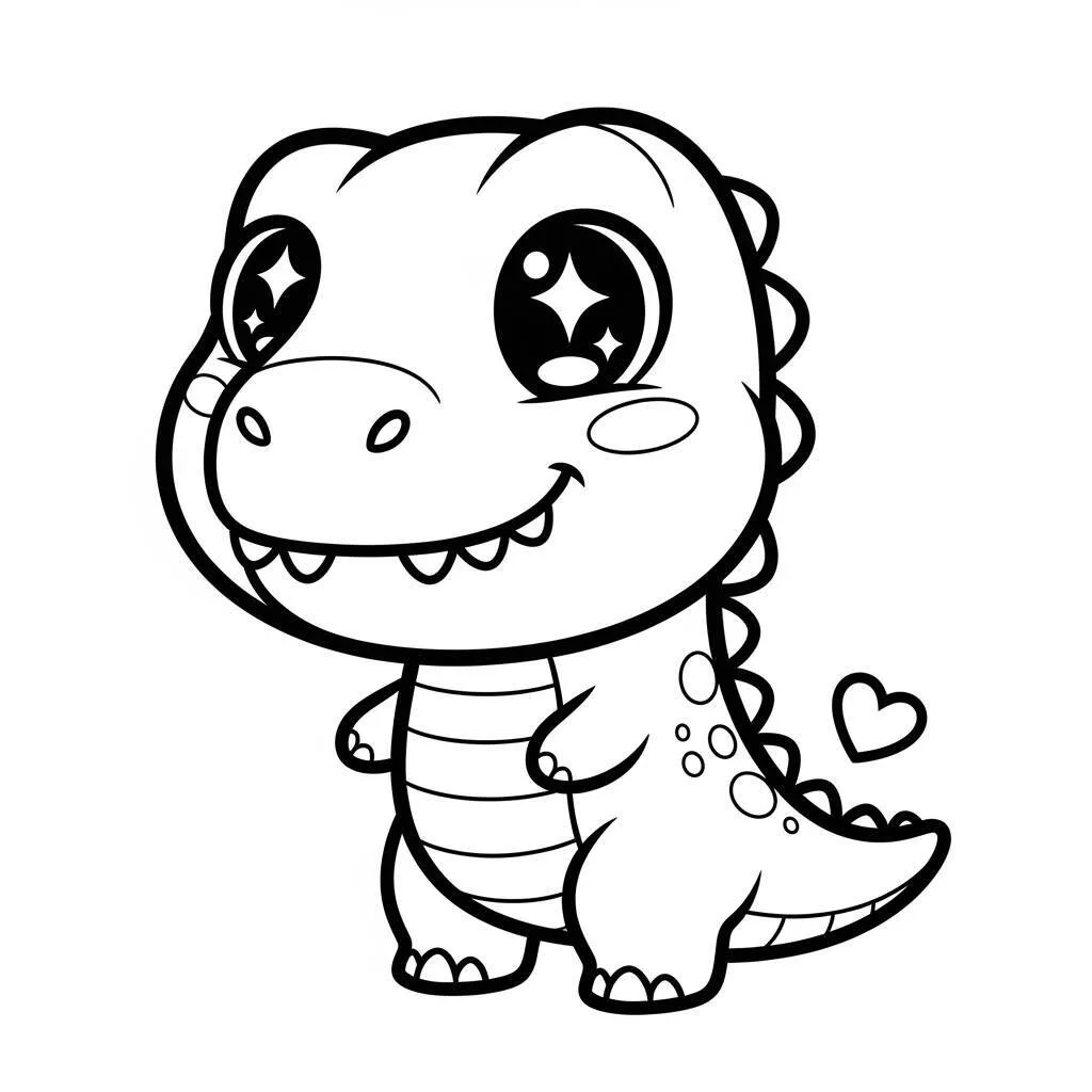 Desenho de T-Rex Kawaii para Colorir