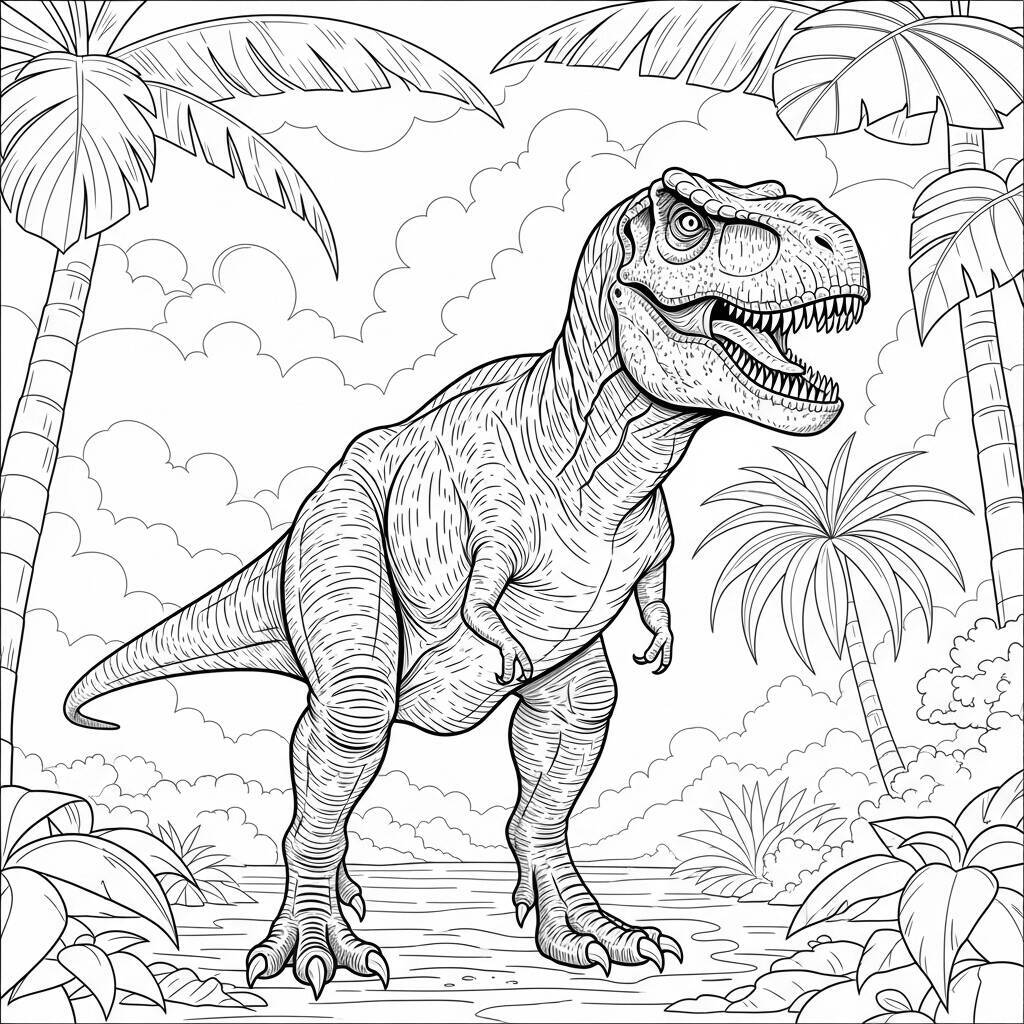 Desenho de T-Rex Realista para Colorir