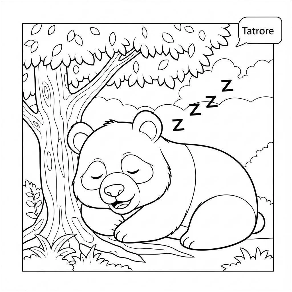 Desenho de Tarepanda Dormindo para Colorir