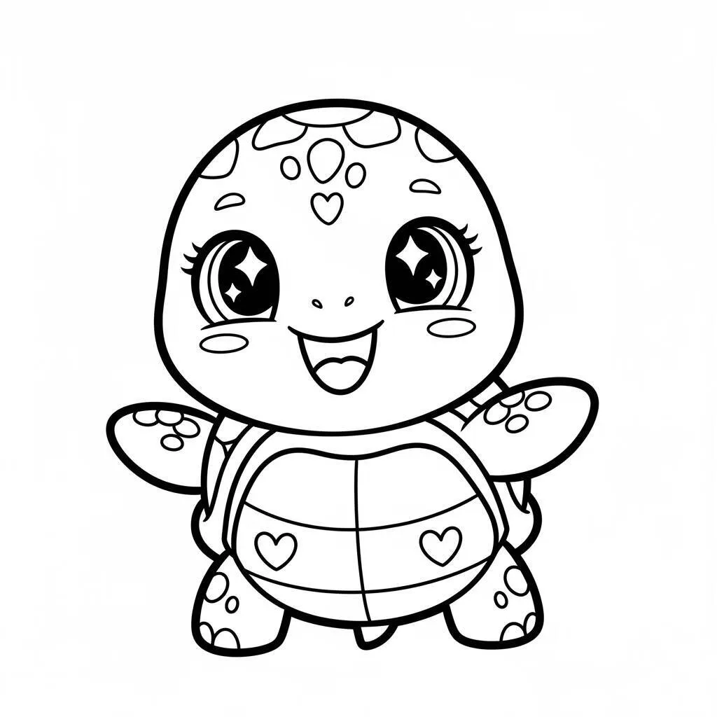 Desenho de Tartaruga Kawaii para Colorir