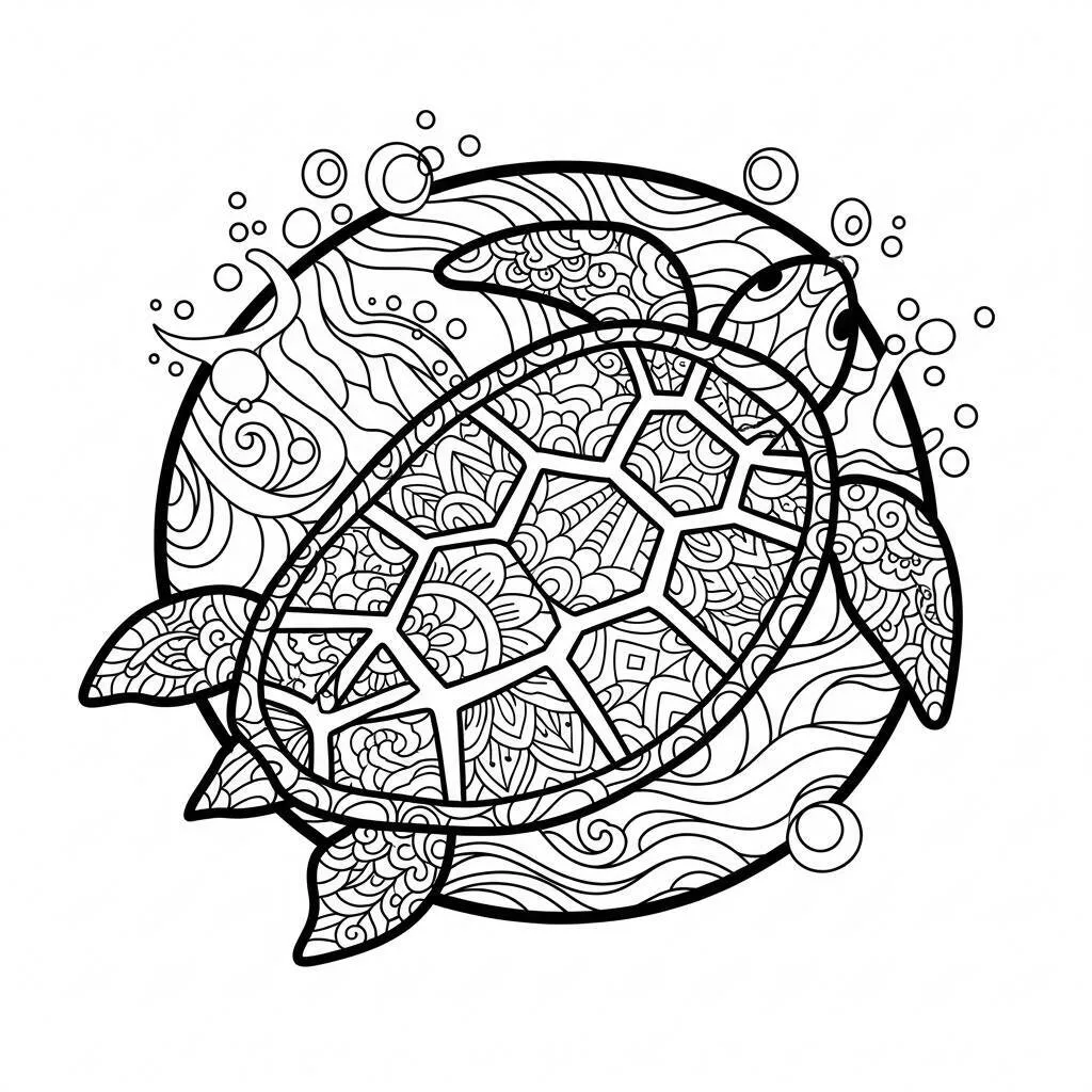 Desenho de Tartaruga Mandala para Colorir