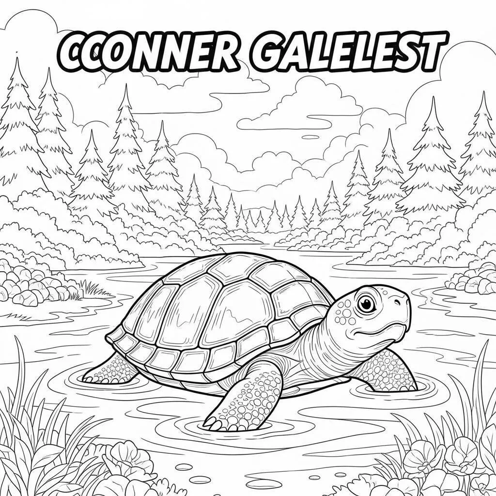 Desenho de Tartaruga em um Lago para Colorir
