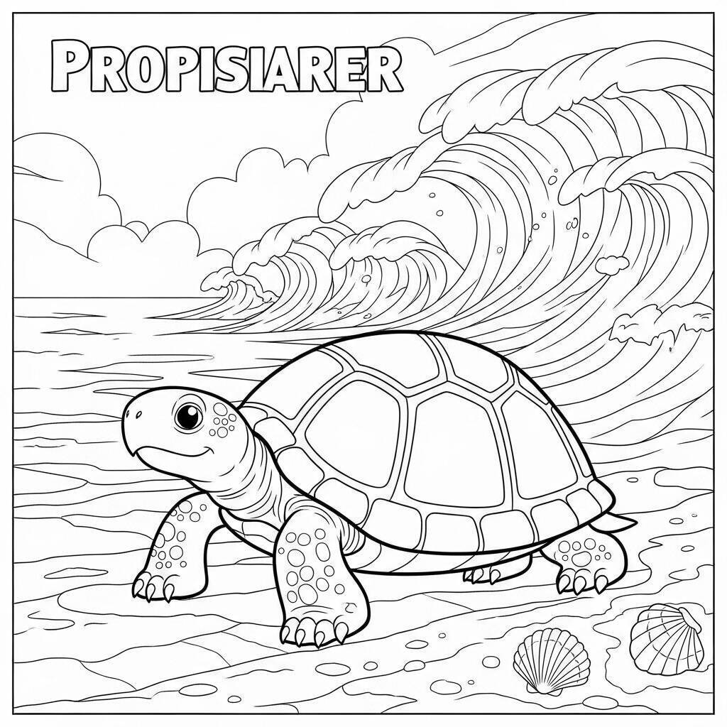 Desenho de Tartaruga na Praia para Colorir