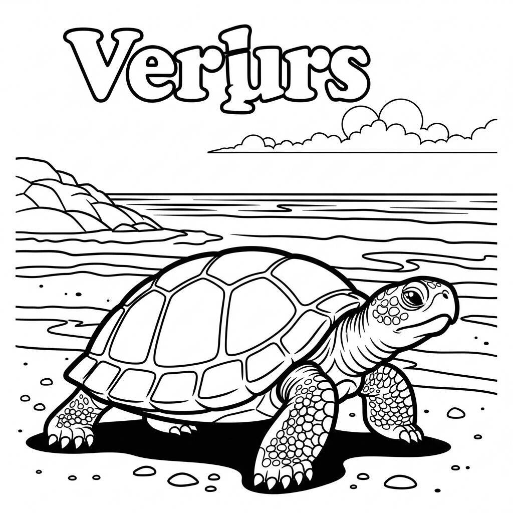 Coloriage tortue sur la plage