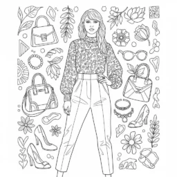 Coloriage Taylor Swift et la mode