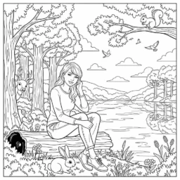 Coloriage Taylor Swift et la nature