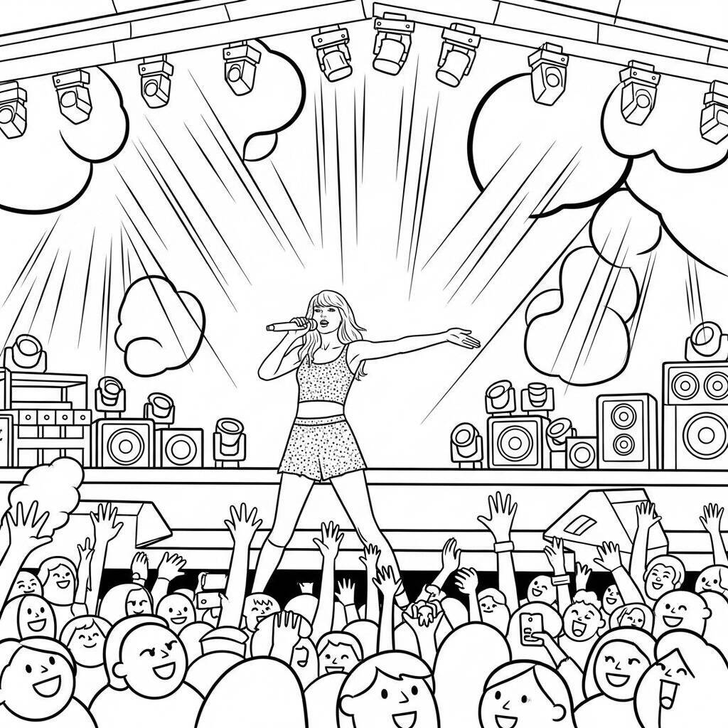 Desenho de Taylor Swift em Concierto para Colorir