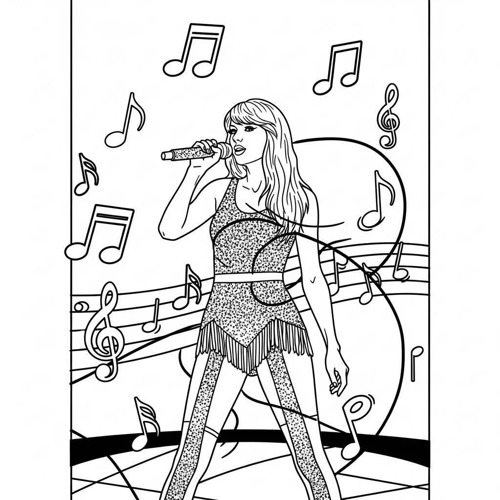 Desenho de Taylor Swift para Colorir