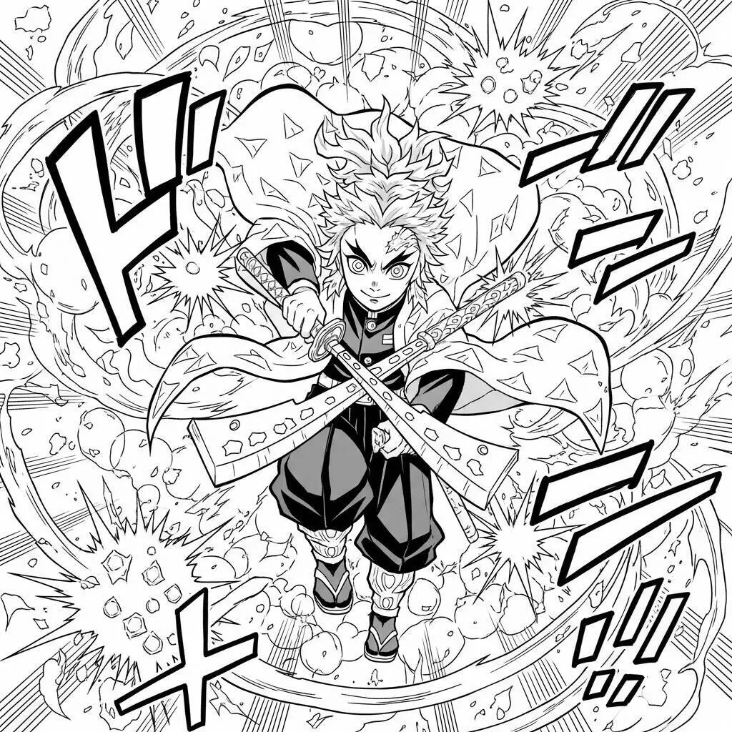 Desenho de Tengen e seus ataques para Colorir