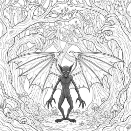 Desenho de Terror com Criaturas de Contos de Fadas para Colorir