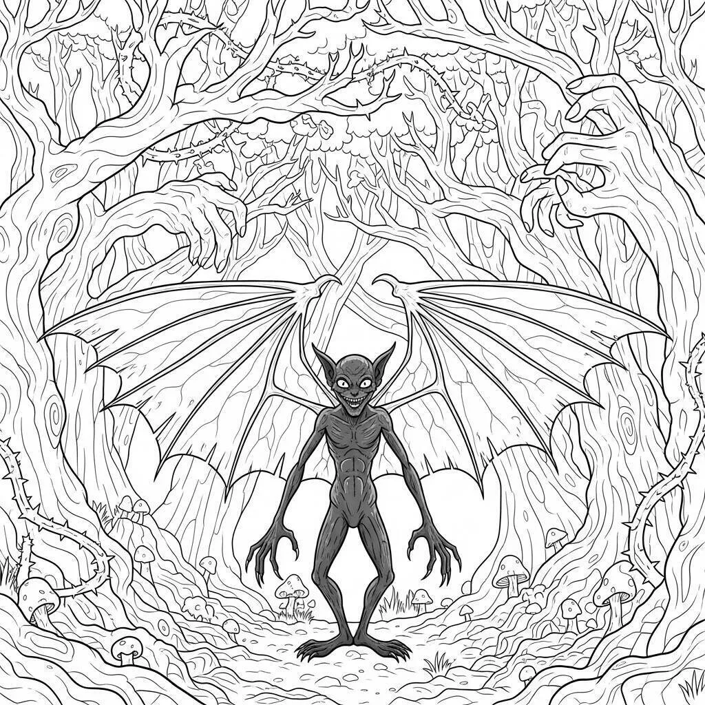 Desenho-de-Terror-com-Criaturas-de-Contos-de-Fadas-para-Colorir Desenho de Terror com Criaturas de Contos de Fadas para Colorir