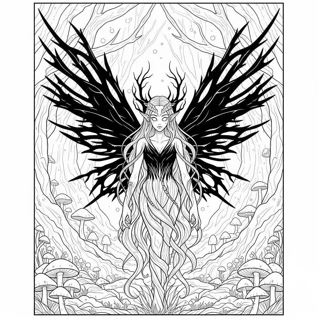 Desenho de Terror com Fadas Maléficas para Colorir
