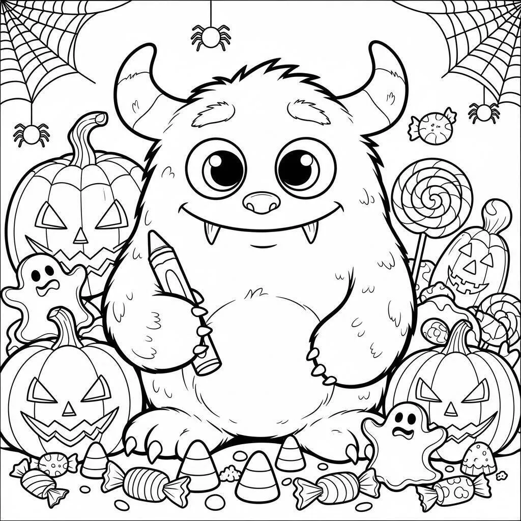 Desenho de Terror com Monstros para Colorir
