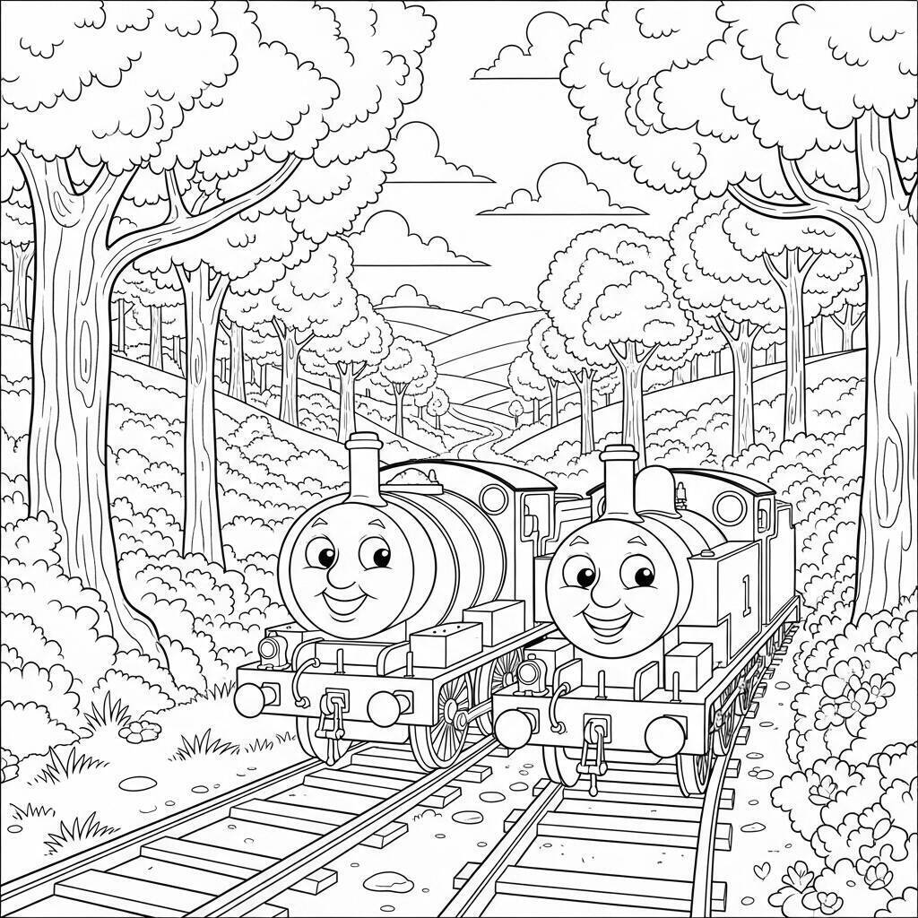Thomas and his Friends Adventure Coloring Page