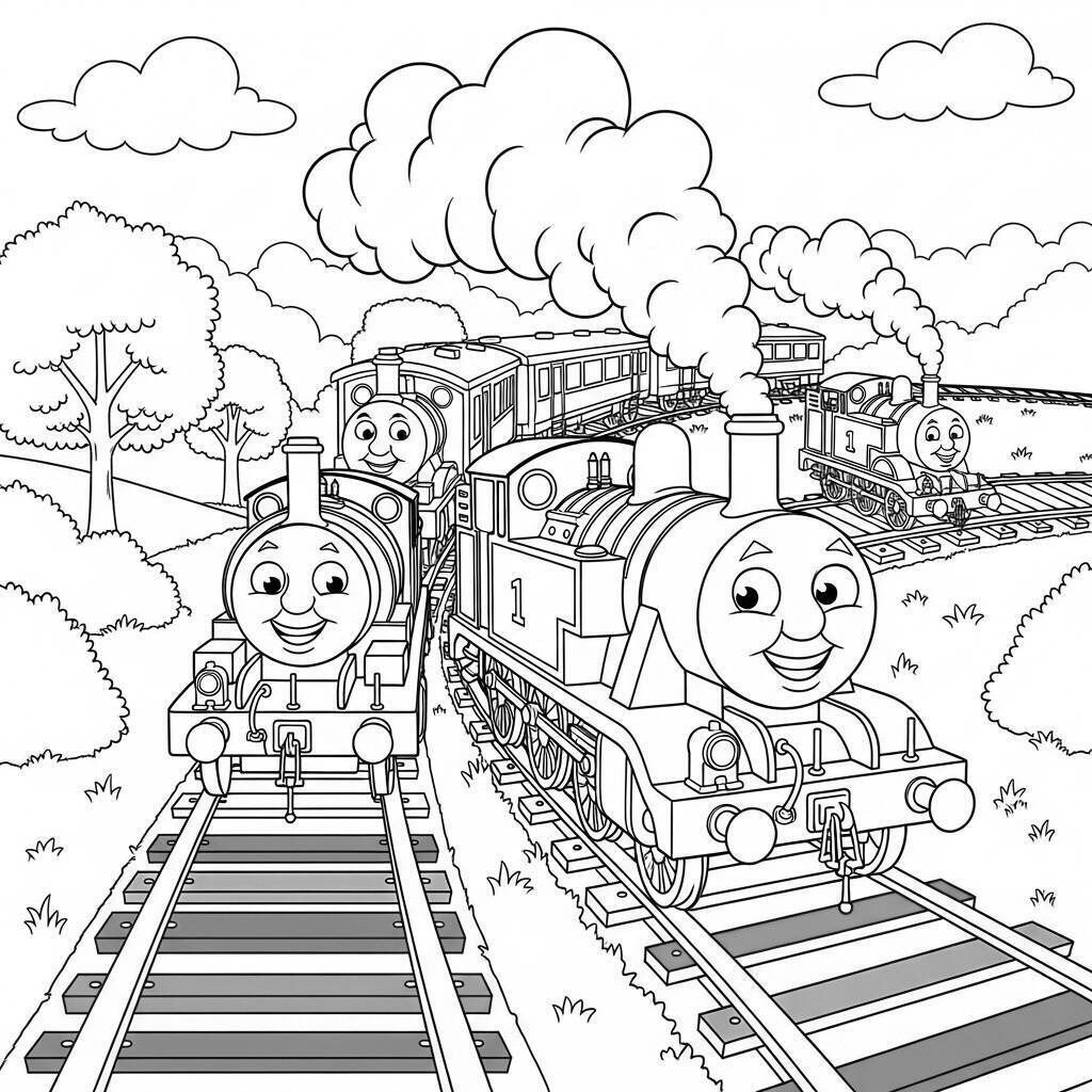 Thomas and his Friends Coloring Page