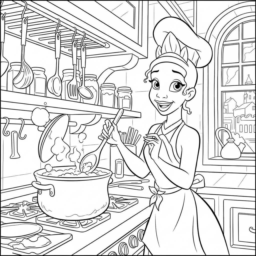 Desenho de Tiana para Colorir