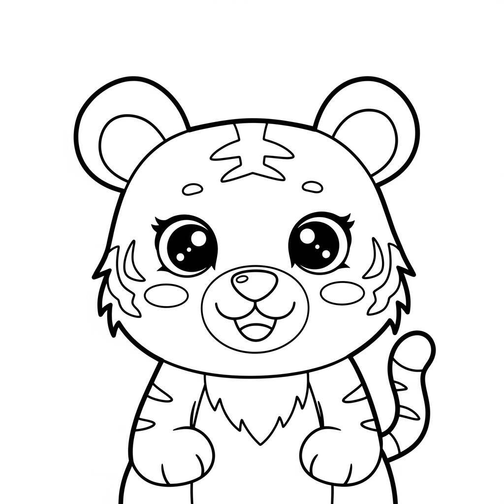 Coloriage Tigre Kawaii