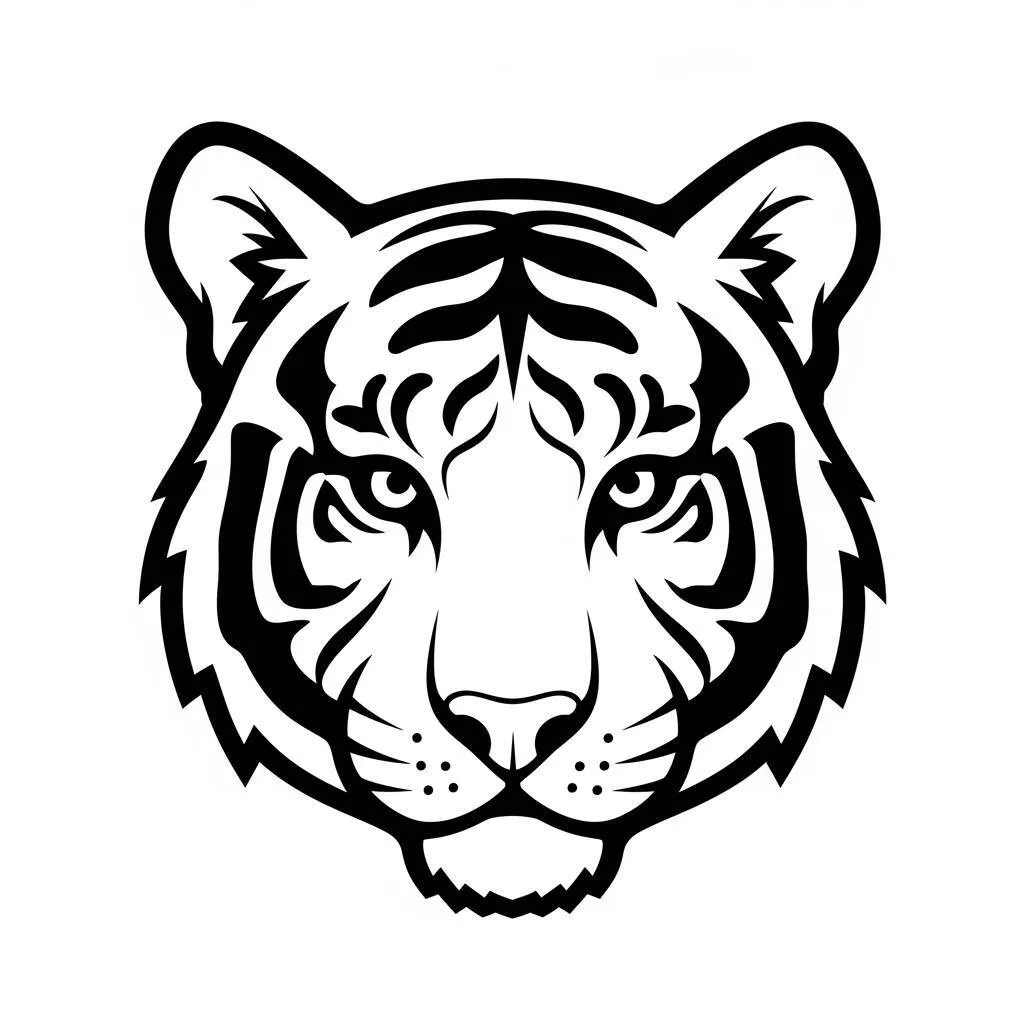 Desenho de Tigre Simples para Colorir