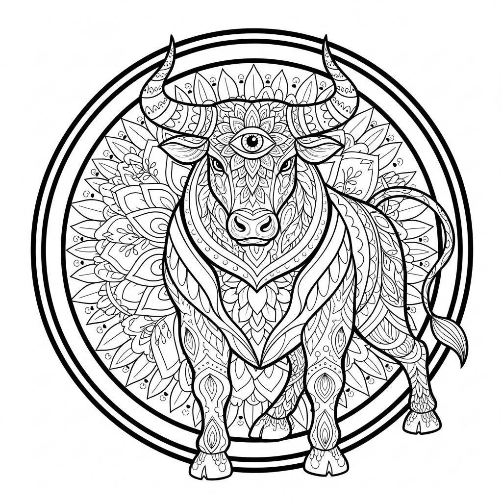 Desenho de Touro Mandala para Colorir