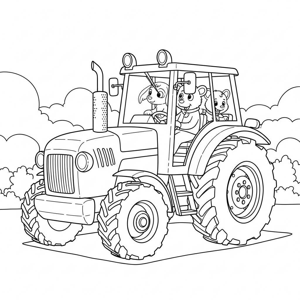 Coloriage de tracteur pour enfants