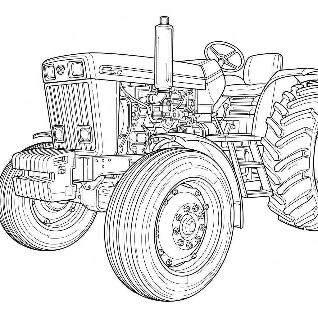 Coloriage de tracteur réaliste