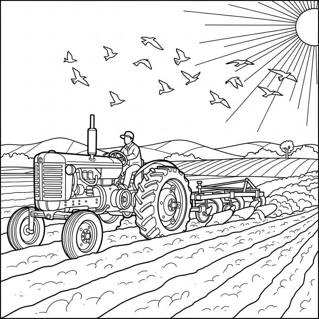 Desenho-de-Trator-em-Acao-para-Colorir Coloriage Tracteur en action
