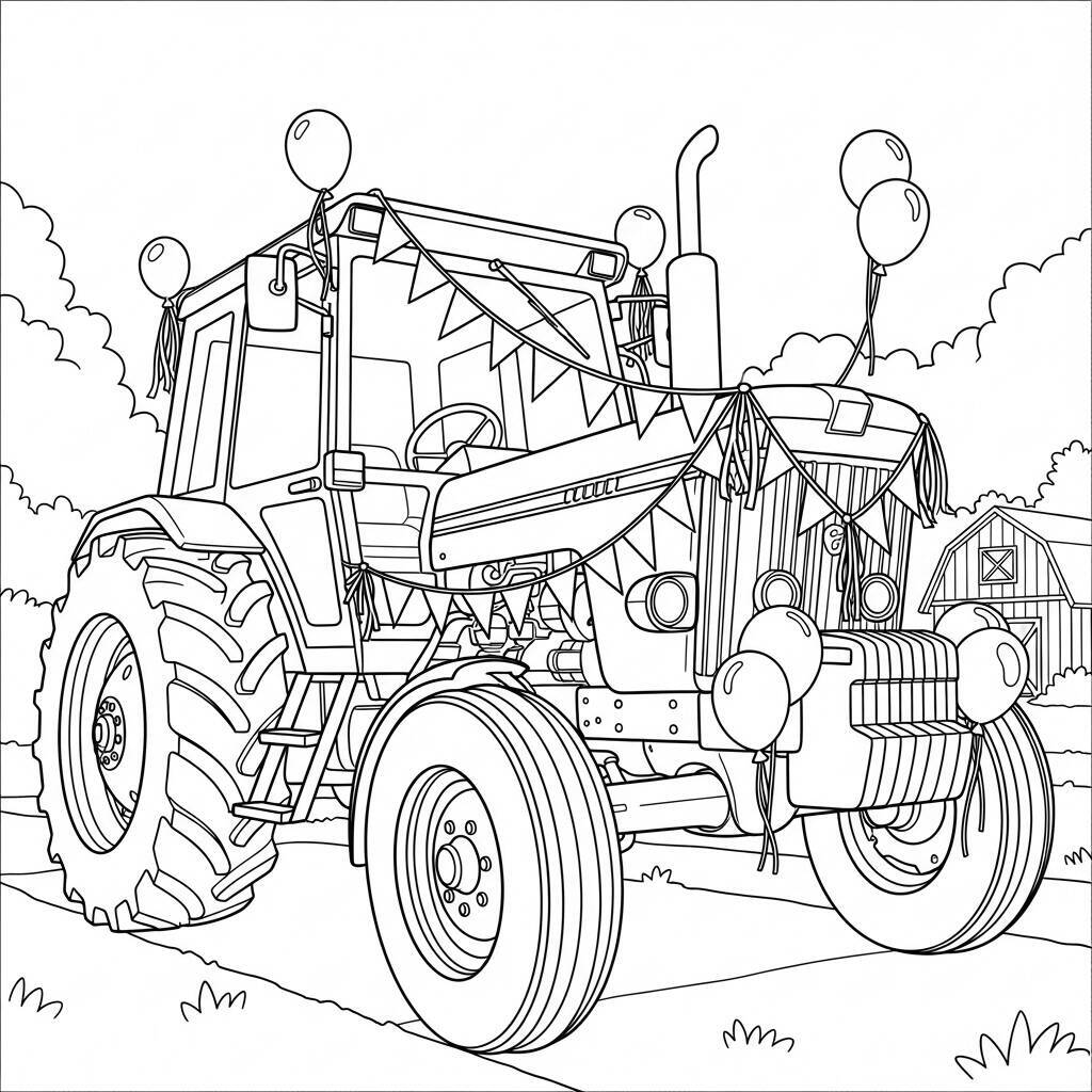 Coloriage de Tracteur à la fête