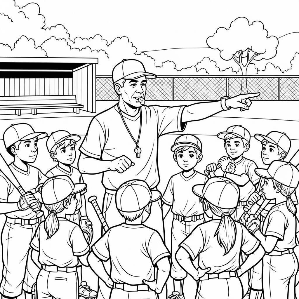 Desenho de Treinador de Beisebol para Colorir