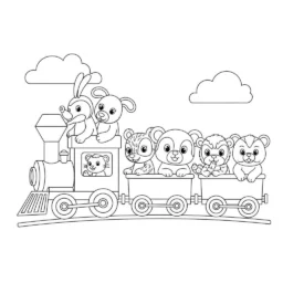 Desenho de Trem de Animais para Colorir