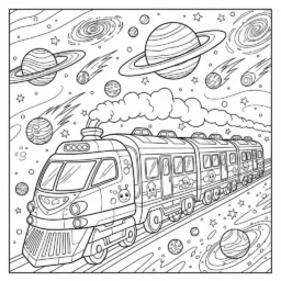 Desenho de Trem de Aventuras Espaciais para Colorir
