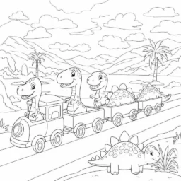Desenho de Trem de Dinossauro para Colorir