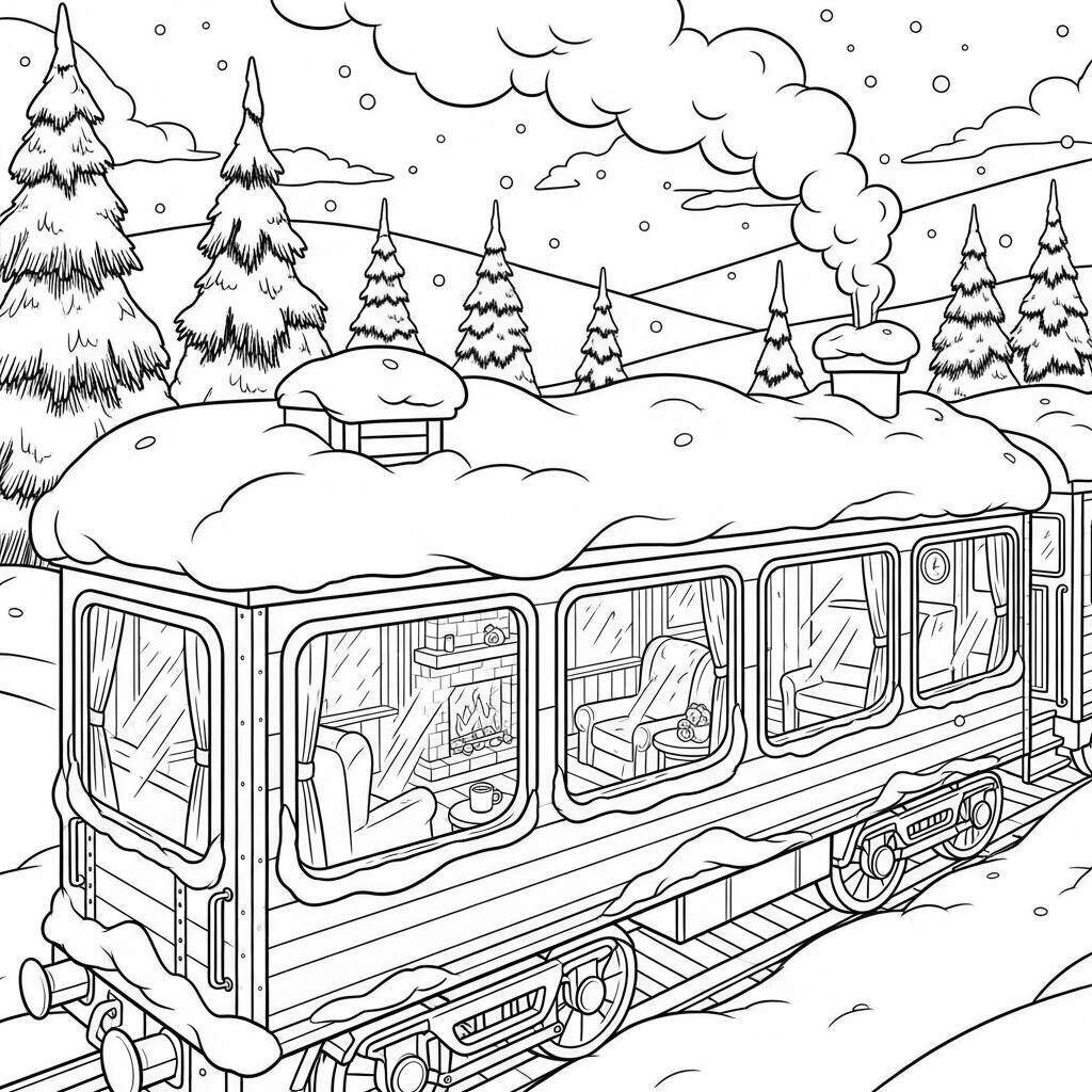 Ausmalbilder Winterzug