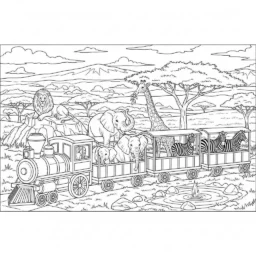 Desenho de Trem de Safari para Colorir