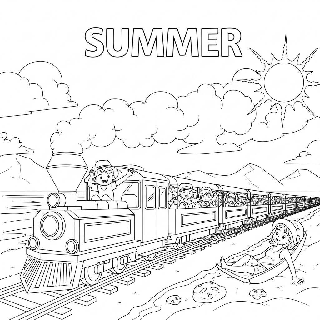 Malvorlage „Sommerzug“.