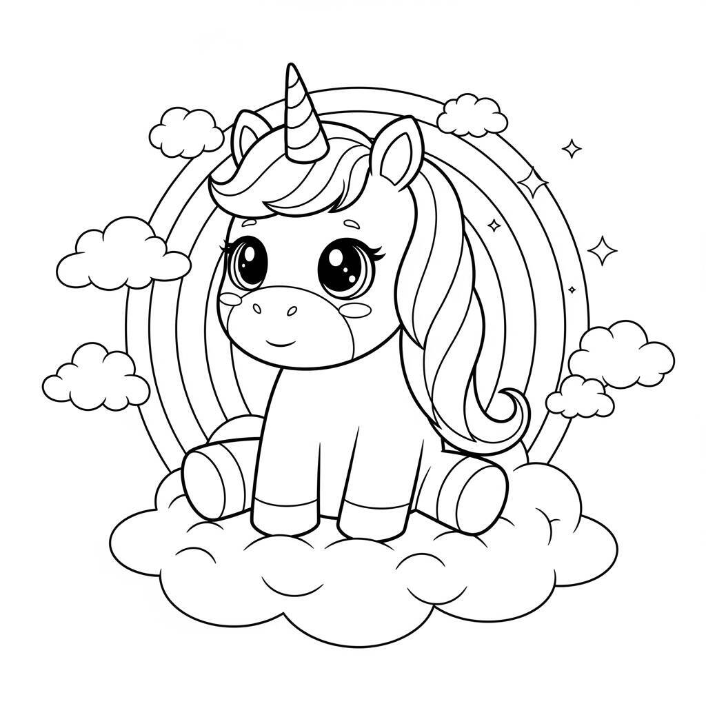 Coloriage Licorne Kawaii