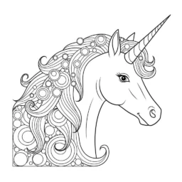 Unicorn and Circles Coloring Page