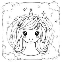 Desenho de Unicórnios Kawaii para Colorir